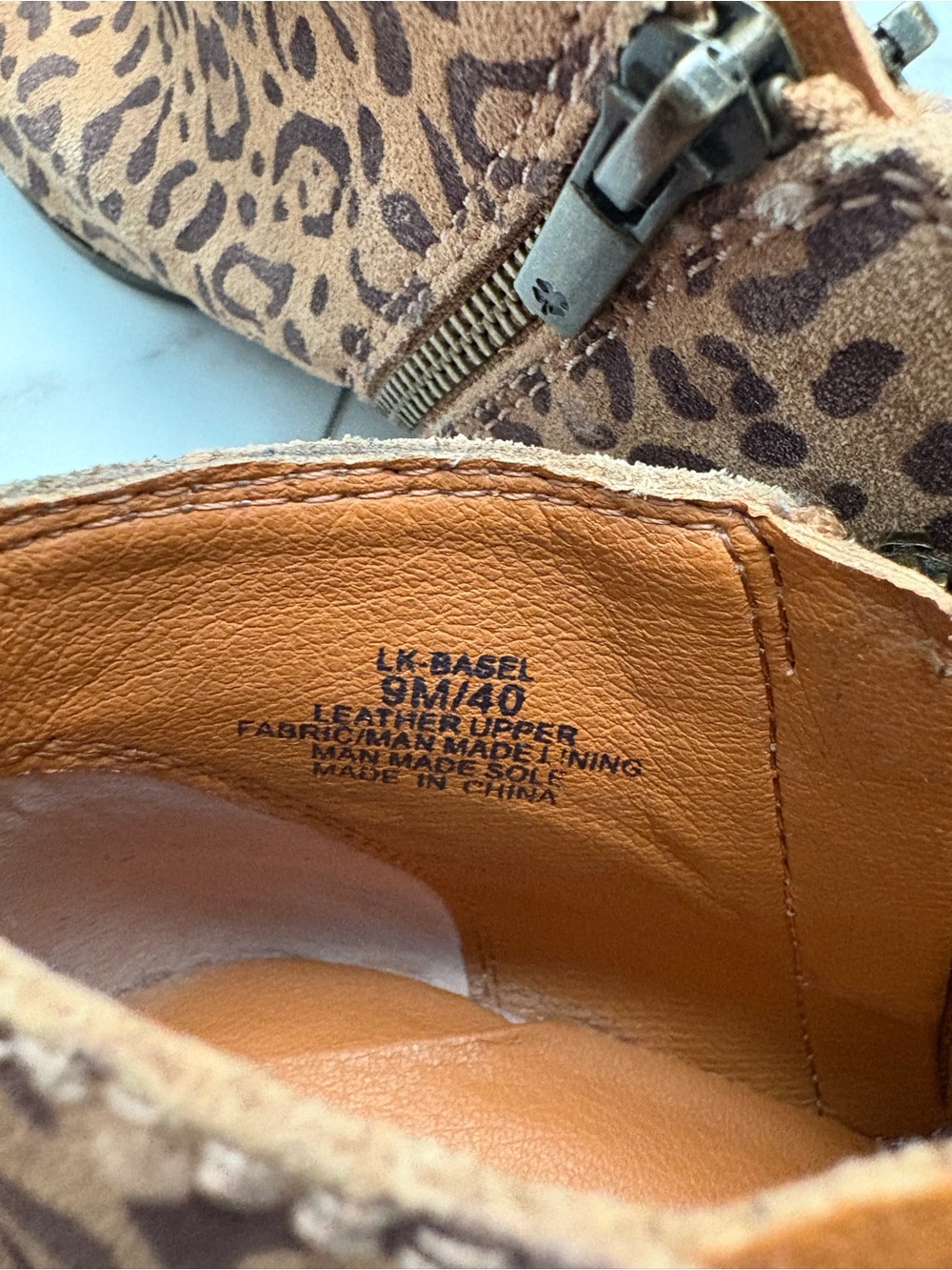 Lucky Brand Leopard Print Suede Ankle Booties - Tan/Brown - Picture 7 of 8